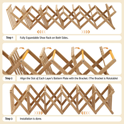 Artiss 7 Tier Bamboo Foldable Shoe Rack Organizer Entryway - Image 7
