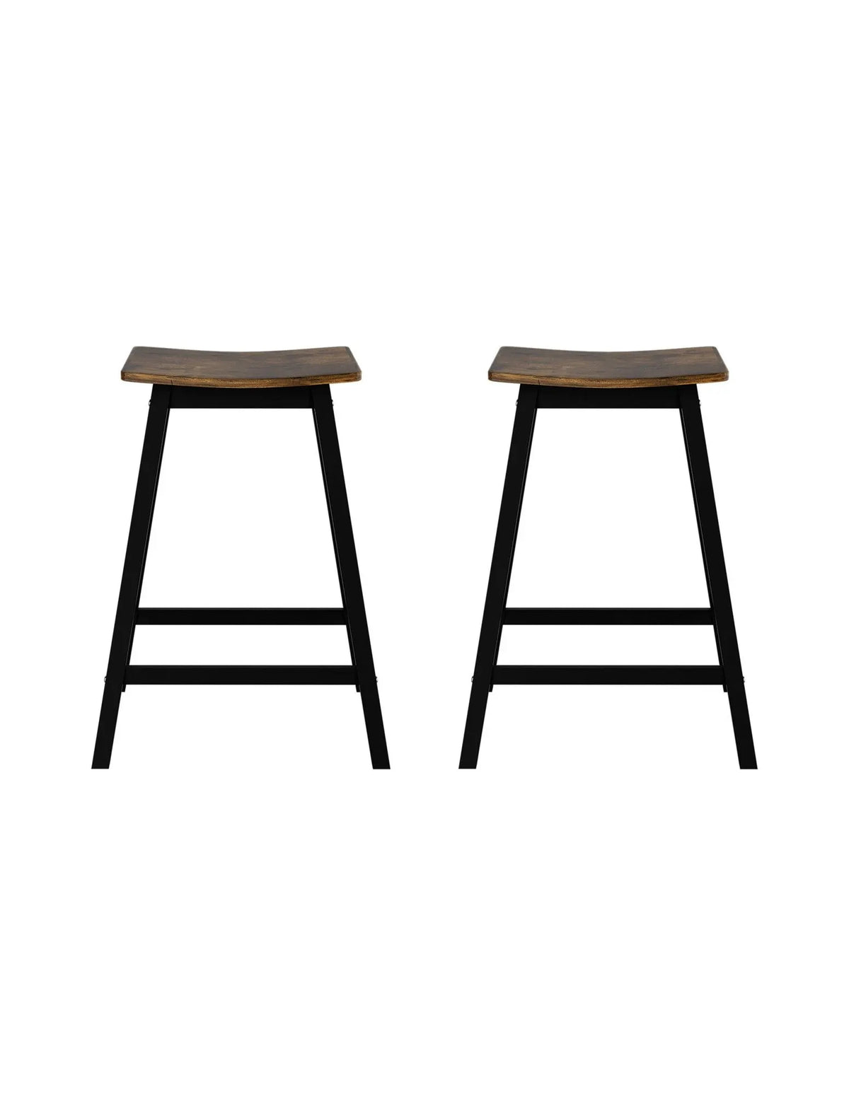 Artiss Bar Stools Set of 2 Kitchen Counter Stools Wooden Industrial Rustic Brown - Image 3