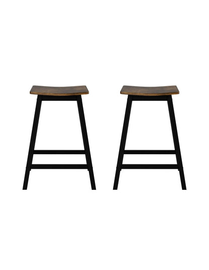 Artiss Bar Stools Set of 2 Kitchen Counter Stools Wooden Industrial Rustic Brown - Image 3