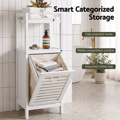 Artiss Bathroom Storage Cabinet Tilt Out Laundry Hamper Tall Organiser White - Image 7