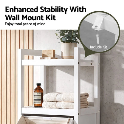 Artiss Bathroom Storage Cabinet Tilt Out Laundry Hamper Tall Organiser White - Image 8