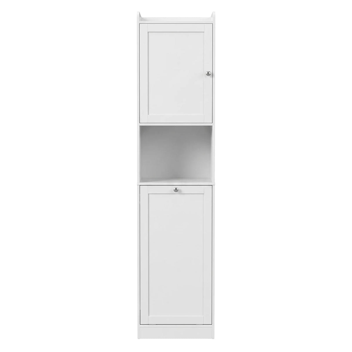 Artiss Tall Bathroom Storage Cabinet with Tilt Out Laundry Hamper White 170cm - Image 5