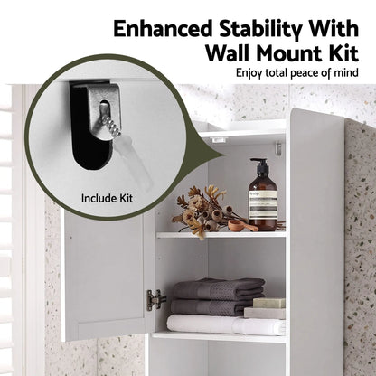 Artiss Tall Bathroom Storage Cabinet with Tilt Out Laundry Hamper White 170cm - Image 9