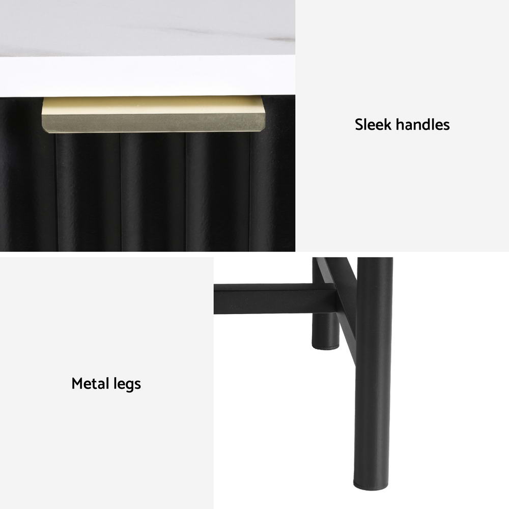 Artiss 2x Bedside Table 2 Drawers - Black - Image 6