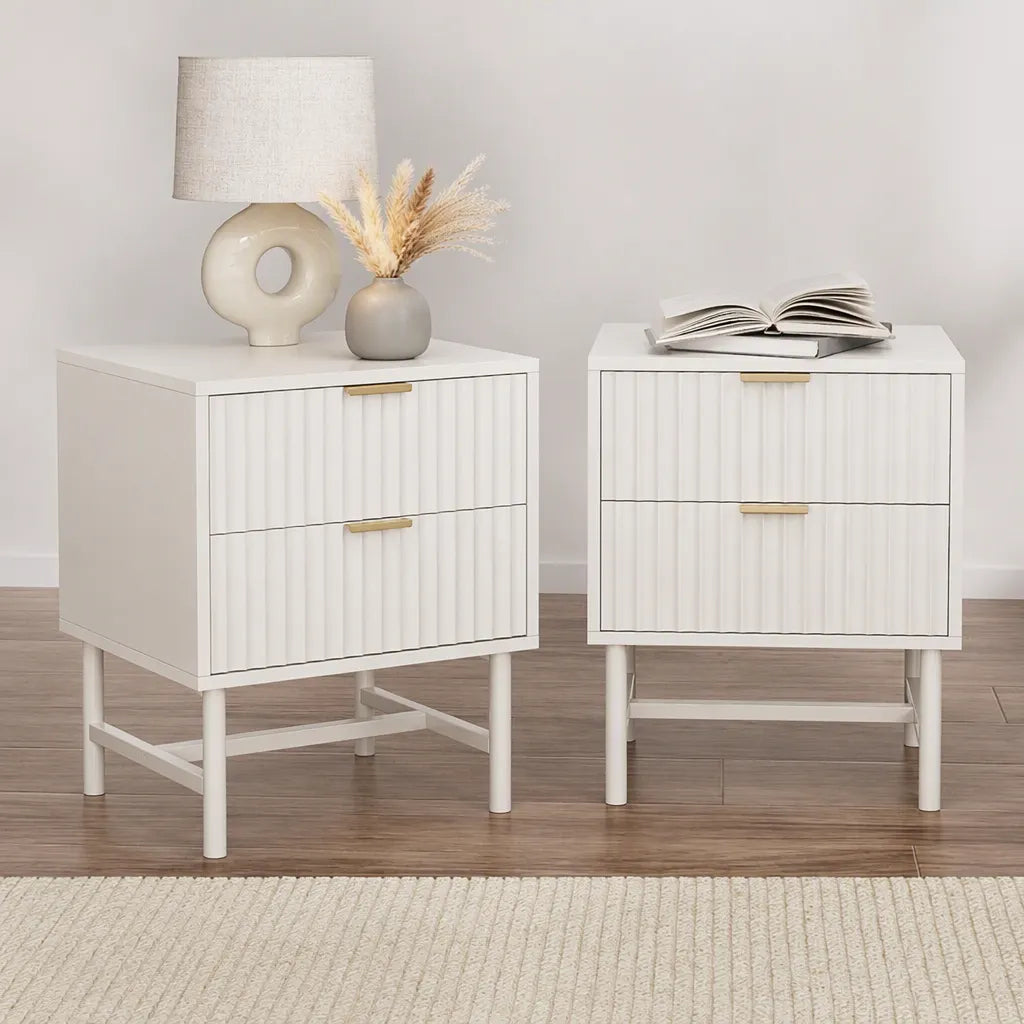 Artiss 2X Bedside Table White Nightstand 2 Drawers