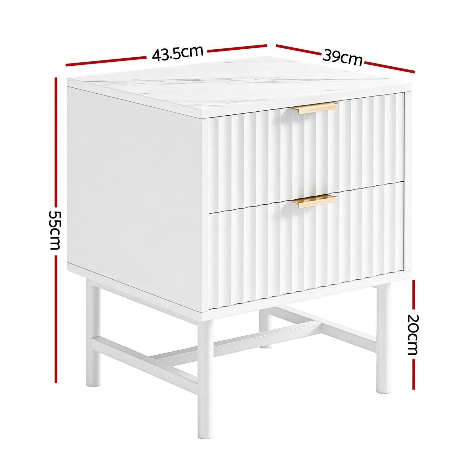 Artiss 2X Bedside Table White Nightstand 2 Drawers - Image 3