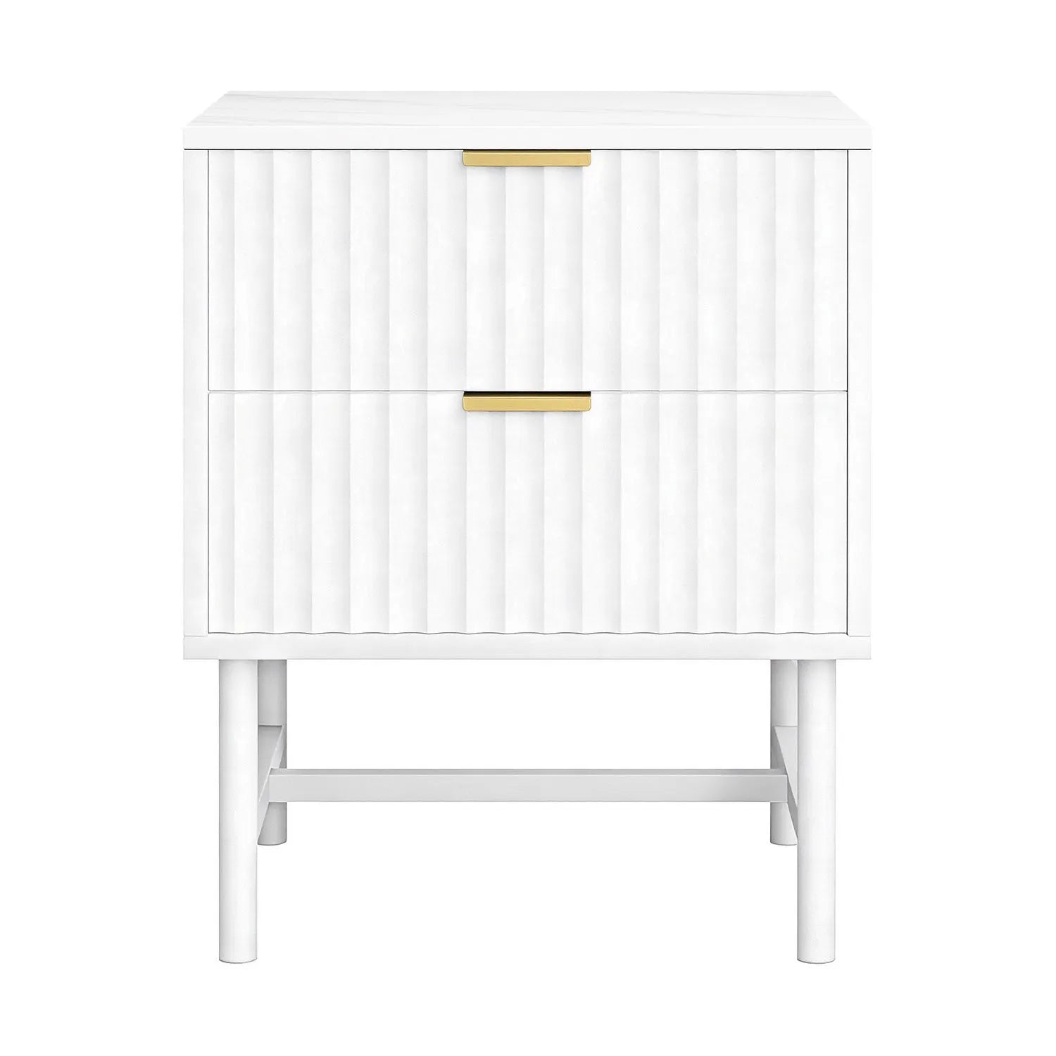 Artiss 2X Bedside Table White Nightstand 2 Drawers - Image 4