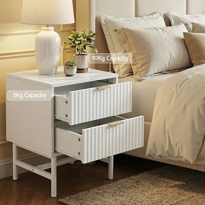 Artiss 2X Bedside Table White Nightstand 2 Drawers - Image 7