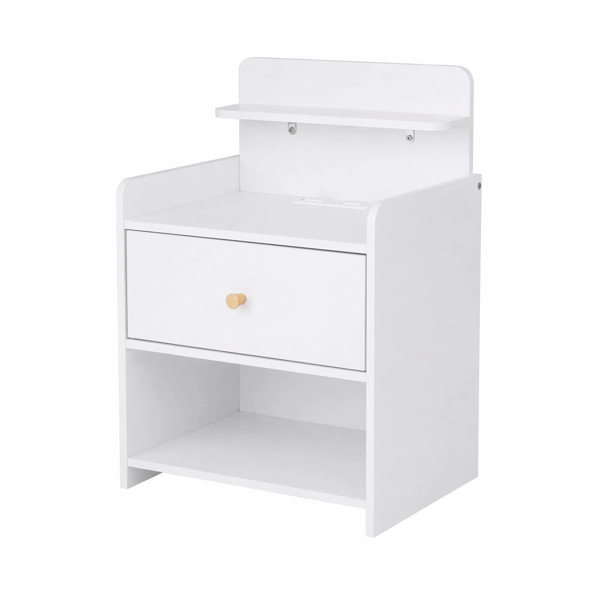 Artiss Bedside Table Drawer Charging Station White - Image 2