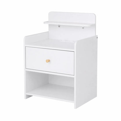Artiss Bedside Table Drawer Charging Station White - Image 2