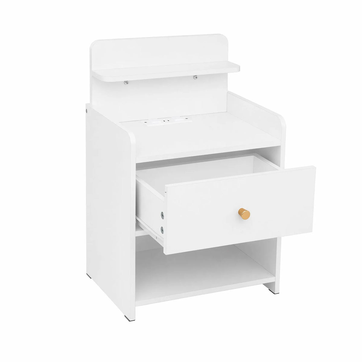 Artiss Bedside Table Drawer Charging Station White - Image 4