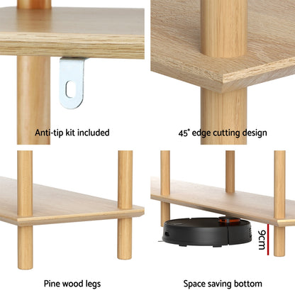 Artiss Bookshelf 3 Tiers Bookcase Display Shelves Wooden Storage Stand Rack Pine - Image 7