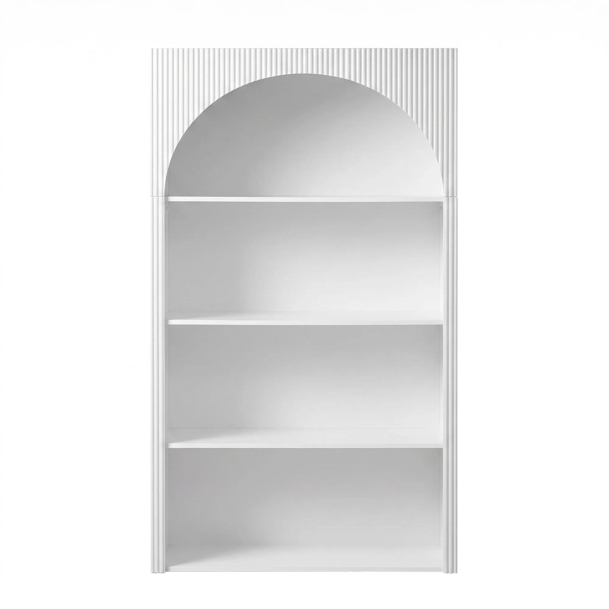 Artiss 4 Tier Bookshelf Arched Fluted Storage Display Cabinet Unit White - Image 4