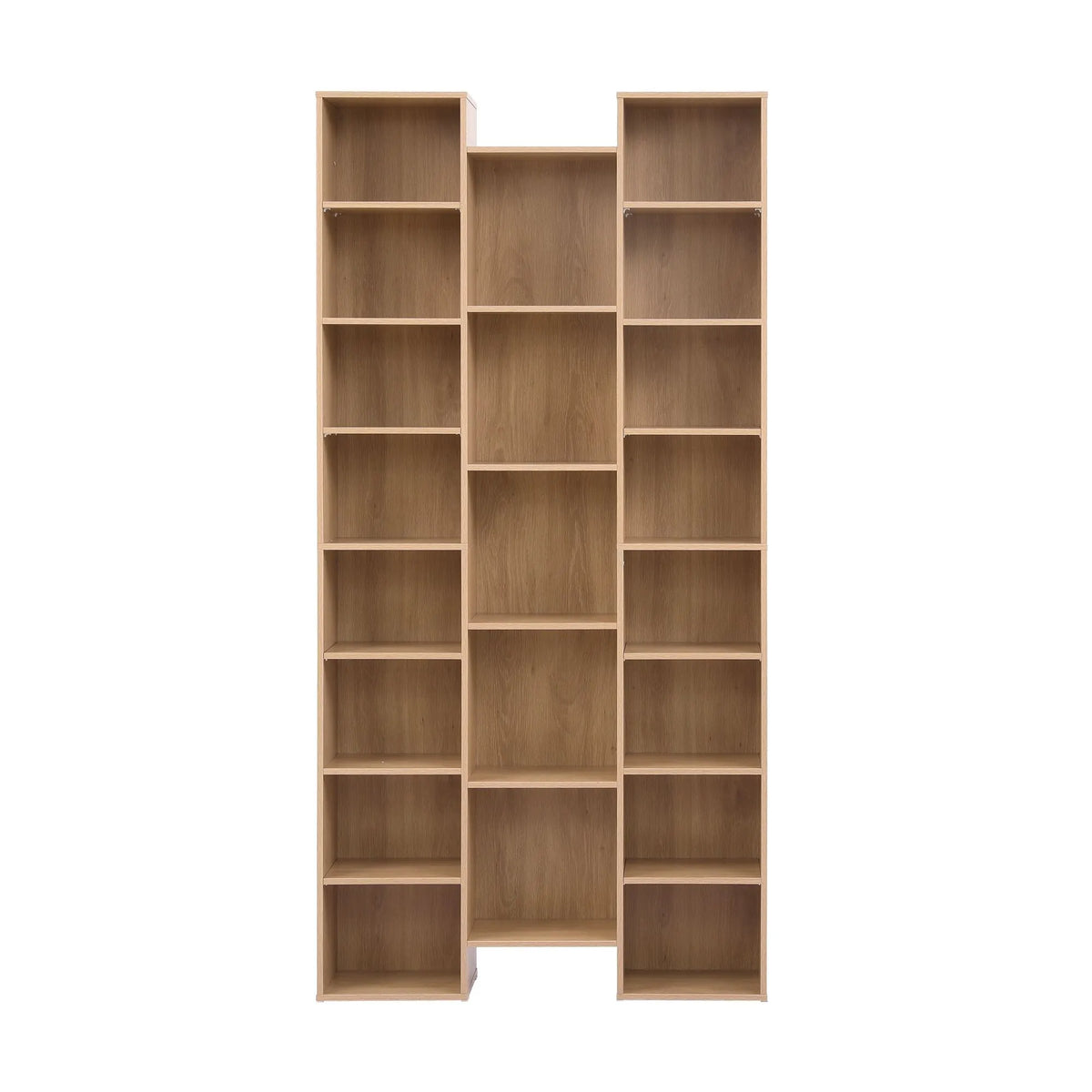 Artiss Bookshelf Display Shelves CD DVD Storage Rack Tall Bookcase Oak - Image 5