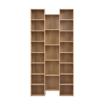 Artiss Bookshelf Display Shelves CD DVD Storage Rack Tall Bookcase Oak - Image 5