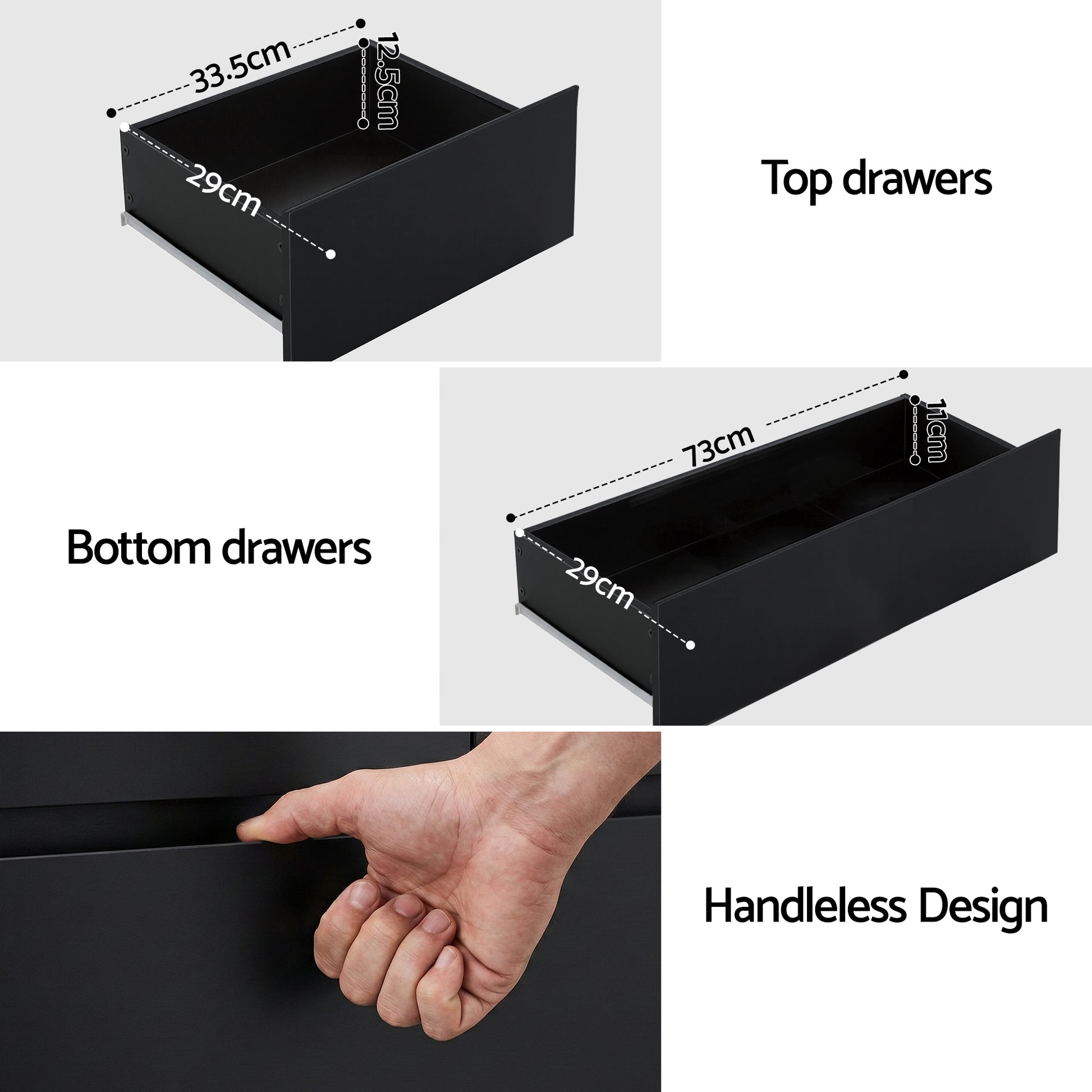 Artiss 6 Chest of Drawers Tallboy PEPE Black - Image 8