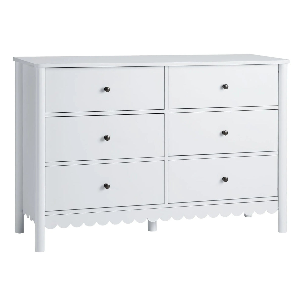 Artiss 6 Chest of Drawers Dresser Lowboy Curved Edge Scalloped White Bedroom - Image 3
