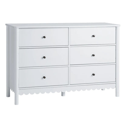Artiss 6 Chest of Drawers Dresser Lowboy Curved Edge Scalloped White Bedroom - Image 3
