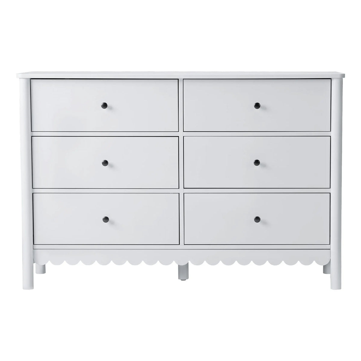Artiss 6 Chest of Drawers Dresser Lowboy Curved Edge Scalloped White Bedroom - Image 5