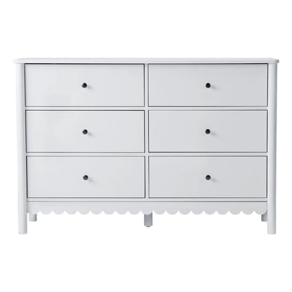 Artiss 6 Chest of Drawers Dresser Lowboy Curved Edge Scalloped White Bedroom - Image 5