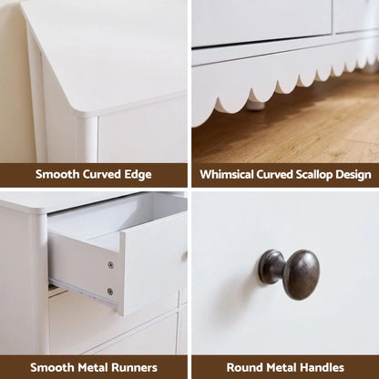 Artiss 6 Chest of Drawers Dresser Lowboy Curved Edge Scalloped White Bedroom - Image 9