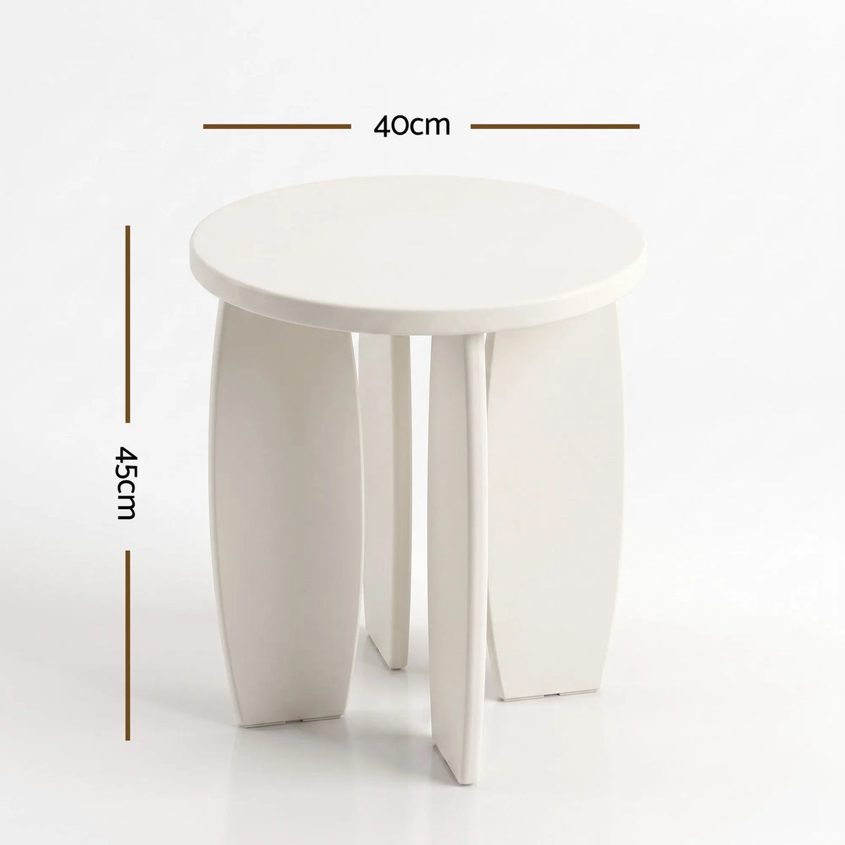 Artiss Round End Table High-Gloss Small Coffee Table Side Bedside Nightstand 40x45cm Cream white - Image 3