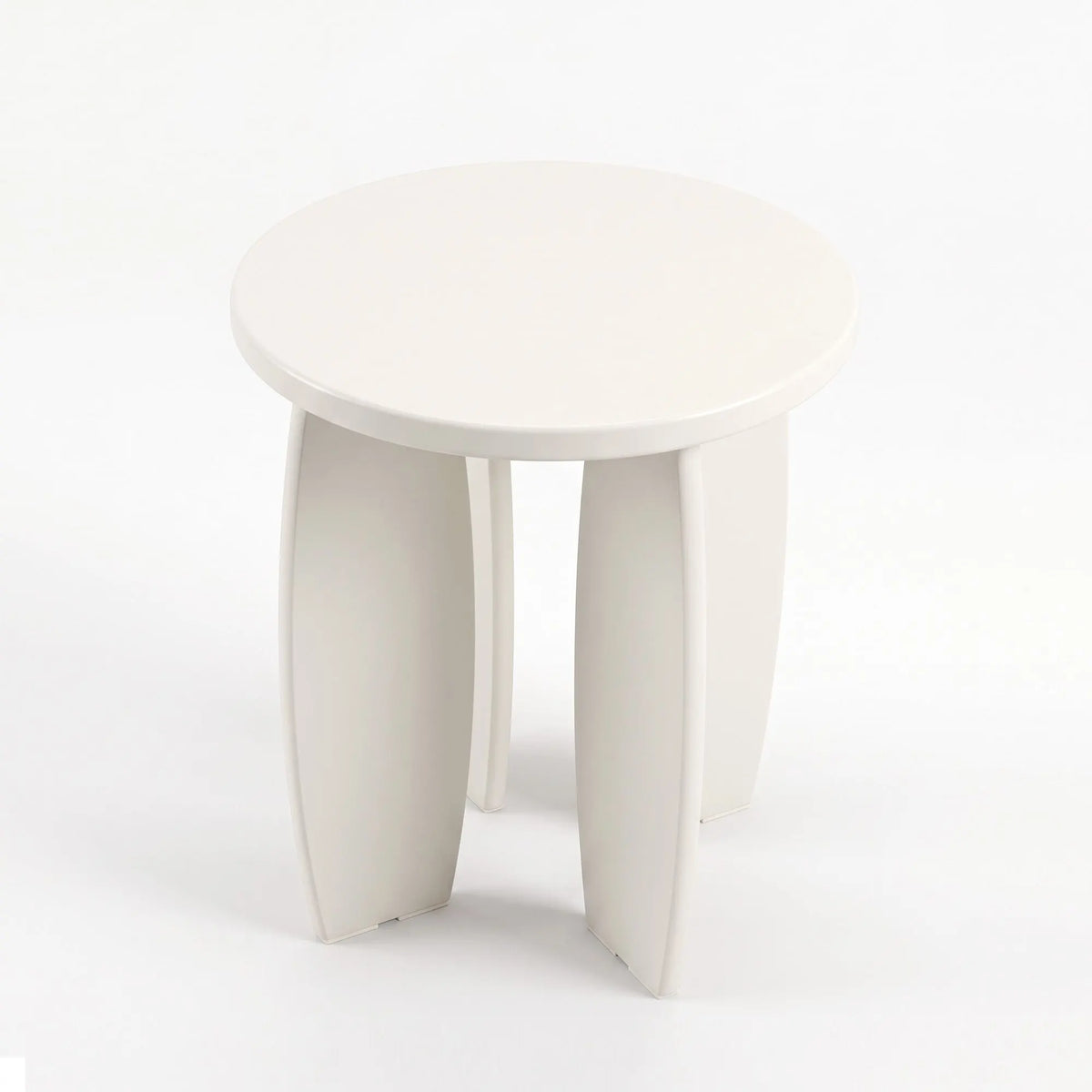 Artiss Round End Table High-Gloss Small Coffee Table Side Bedside Nightstand 40x45cm Cream white - Image 4