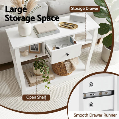 Artiss Console Table Entryway Hallway Sofa Side Table Drawer Shelf 100CM White - Image 6