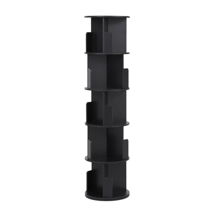 Artiss 5 Tiers Bookshelf Swivel Bookcase Display Shelves Stand Round Black - Image 9