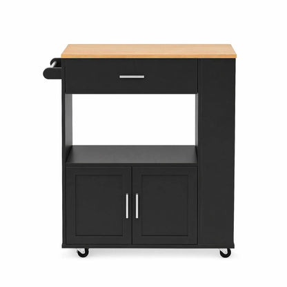 Artiss Kitchen Island Trolley Rolling Serving Cart Storage Cart Shelf Towel Rack - Image 3