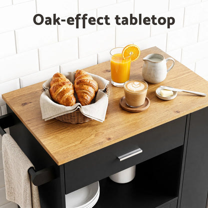 Artiss Kitchen Island Trolley Rolling Serving Cart Storage Cart Shelf Towel Rack - Image 5