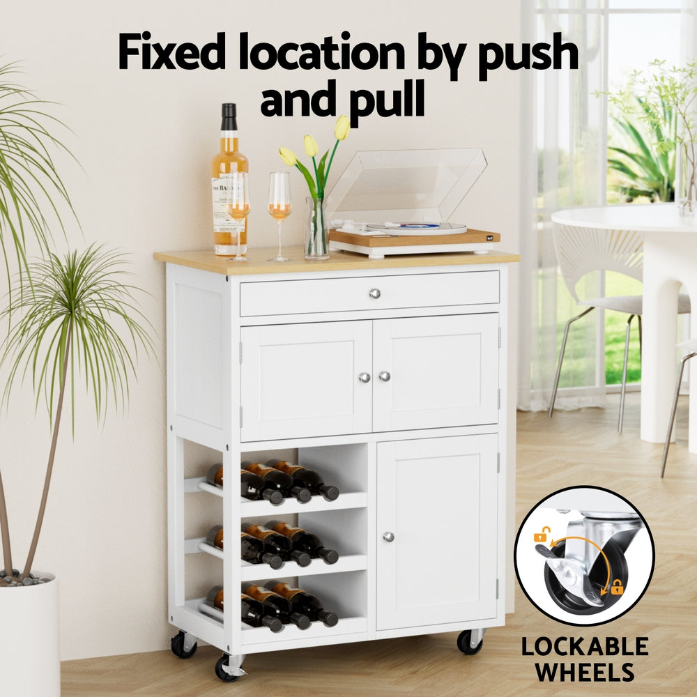 Artiss Kitchen Island Trolley Rolling Serving Cart Storage Cart Drawer Cupboard - Image 6