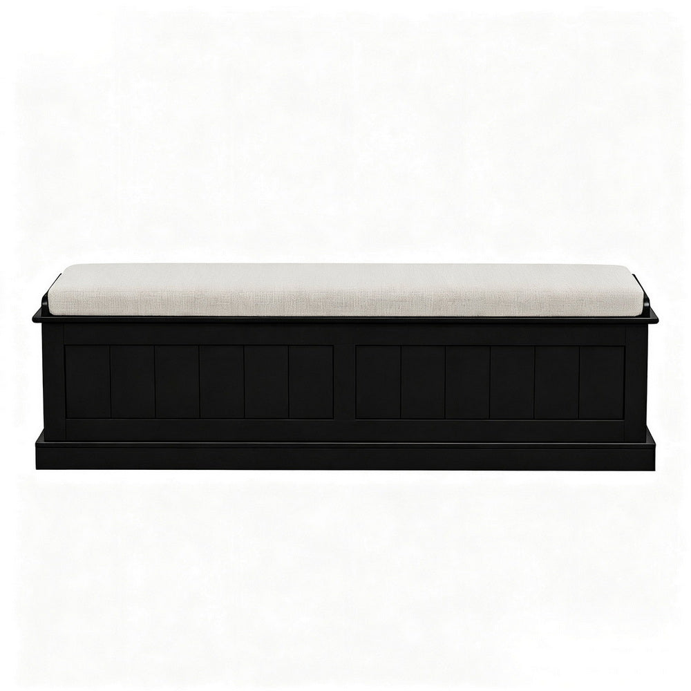 Artiss Storage Ottoman Blanket Box 140cm Fluted Black - Image 3