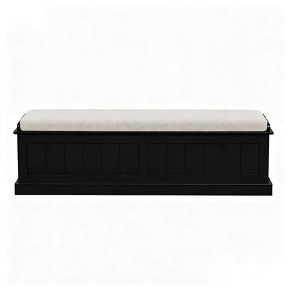 Artiss Storage Ottoman Blanket Box 140cm Fluted Black - Image 3