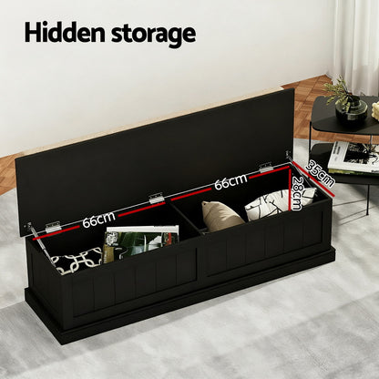 Artiss Storage Ottoman Blanket Box 140cm Fluted Black - Image 5