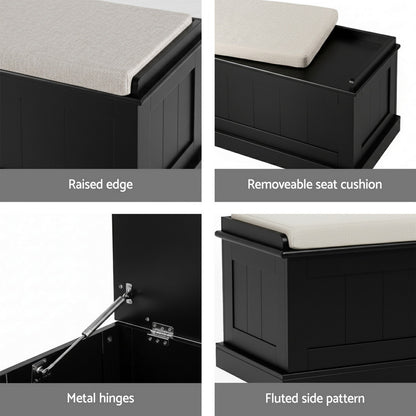 Artiss Storage Ottoman Blanket Box 140cm Fluted Black - Image 6