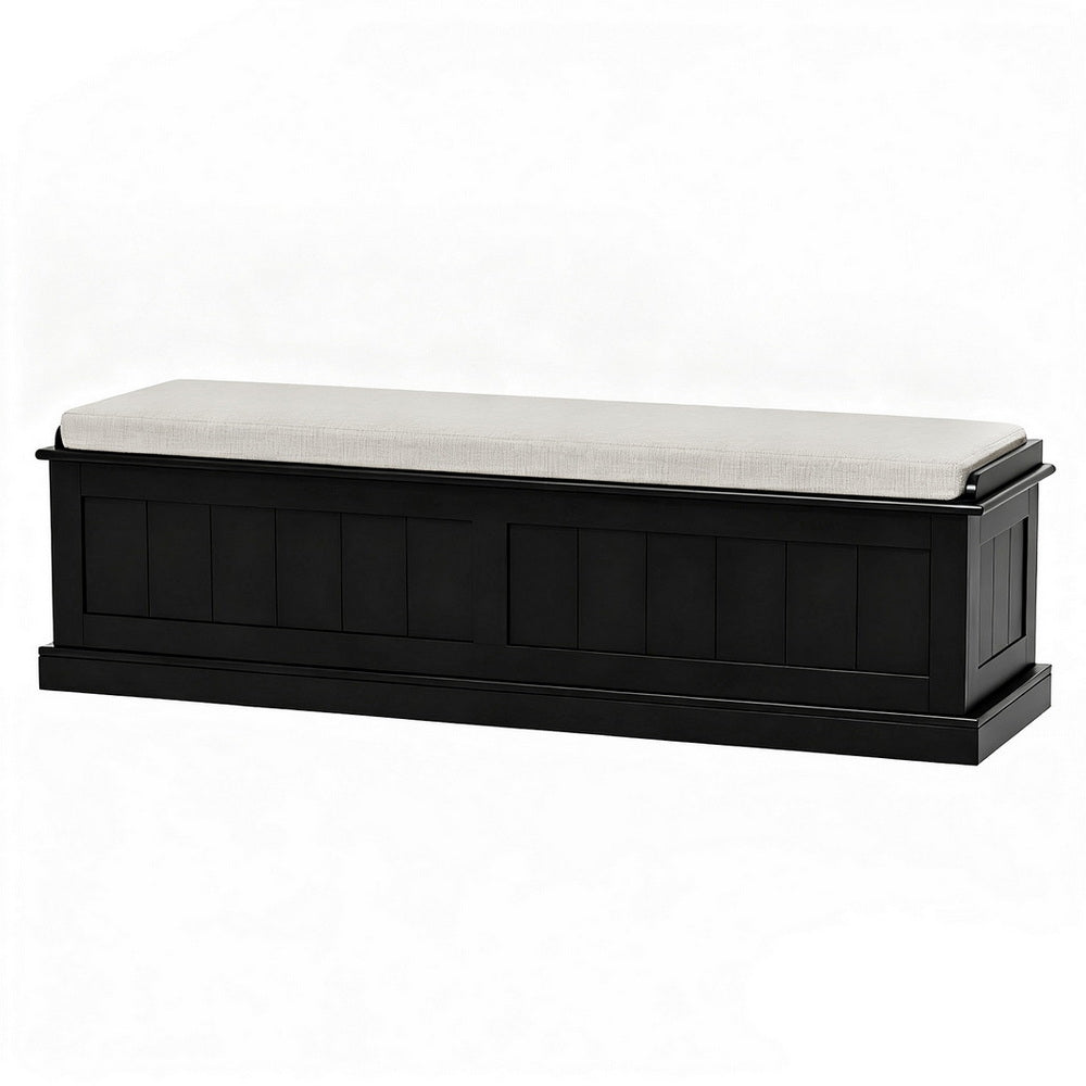 Artiss Storage Ottoman Blanket Box 140cm Fluted Black - Image 7
