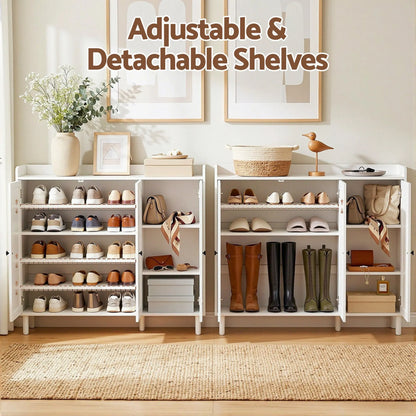 Artiss Shoe Rack Cabinet Storage Cupboard Adjustable Shelf White - Image 8