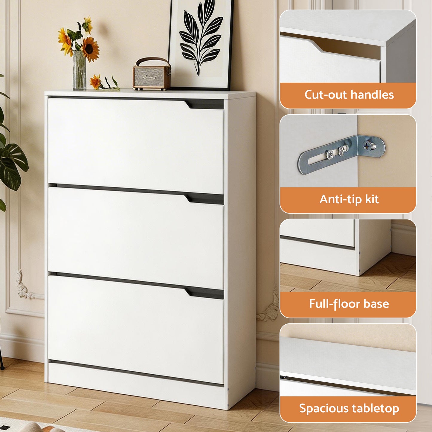 Artiss Shoe Rack Cabinet 24 Pairs Adjustable Shelf White - Image 7