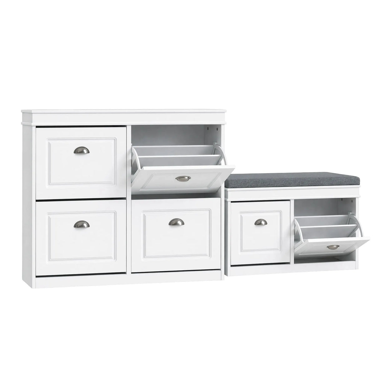 Artiss Shoe Cabinet Bench Set Flip Drawer Hallway Living Room White - Image 2