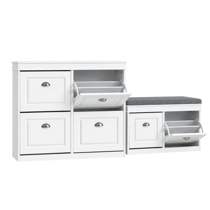 Artiss Shoe Cabinet Bench Set Flip Drawer Hallway Living Room White - Image 2