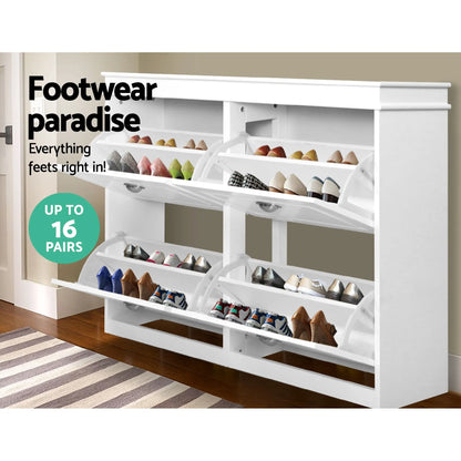 Artiss Shoe Cabinet Bench Set Flip Drawer Hallway Living Room White - Image 6