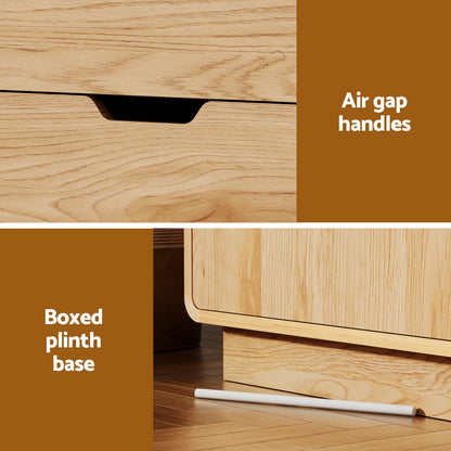 Artiss Buffet Sideboard Cabinet Storage Kitchen Cupboard Drawers Round Edge Oak - Image 8