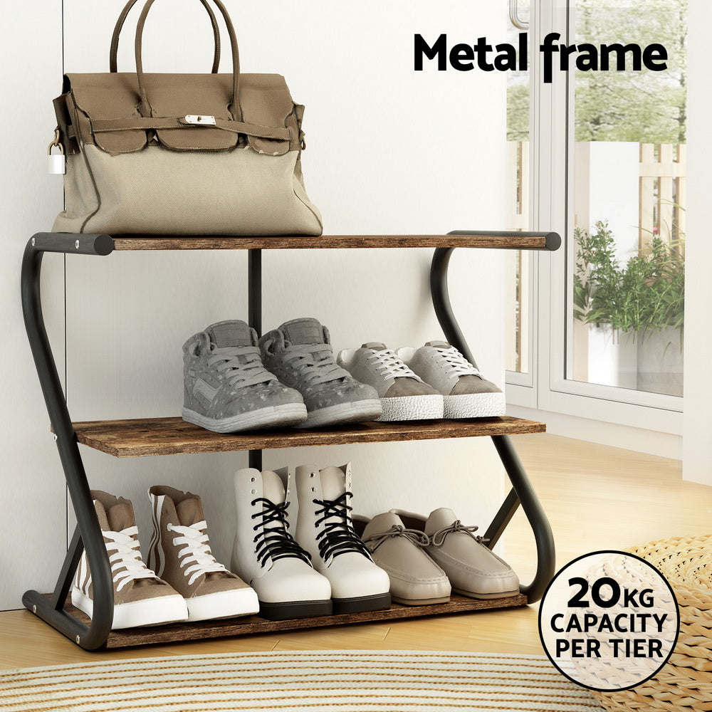 Artiss Shoe Rack Cabinet Shoe Storage Stand 3 Tiers Black - Image 6