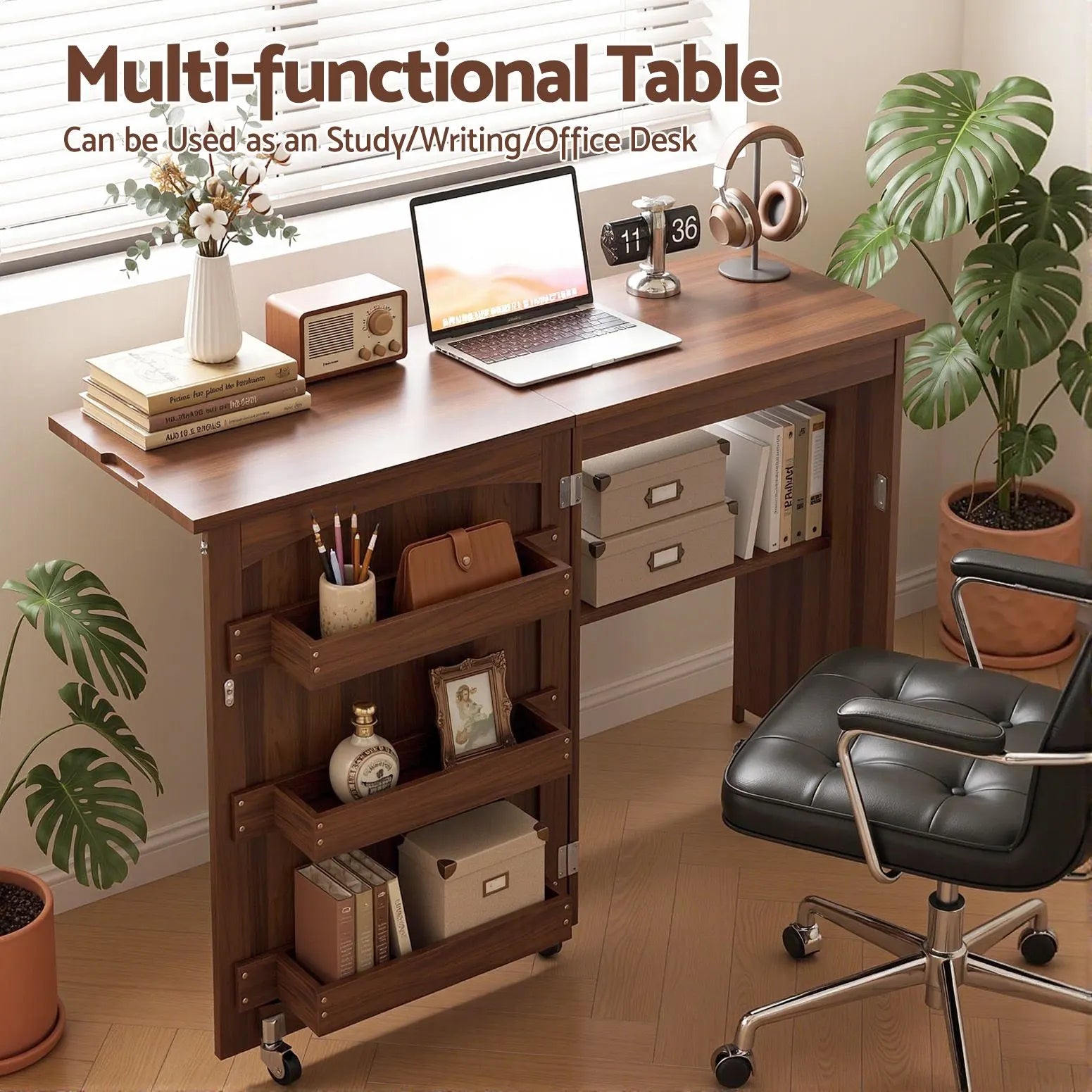 Artiss Folding Sewing Table Sewing Machine Desk Multi-functional Rolling Work Table Craft Station - Image 8