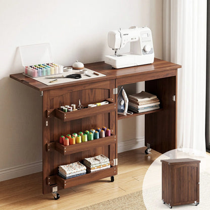 Artiss Folding Sewing Table Sewing Machine Desk Multi-functional Rolling Work Table Craft Station - Image 9