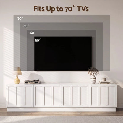 Artiss 180cm TV Unit Entertainment Cabinet Fluted Style Cable Management White - Image 8