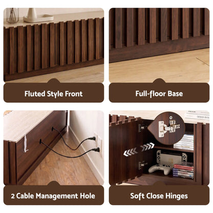 Artiss 180cm TV Unit Entertainment Cabinet Fluted Style Anti-tip Kit Walnut - Image 9