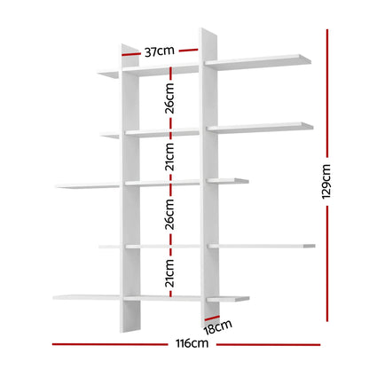Artiss 15-Section Wall Mounted Display Shelf, Floating Bookshelf for Books and Decor, Extra Thick E1 PB Board for Home Study and Living Room, 116 x 18 x 129 cm - Image 3