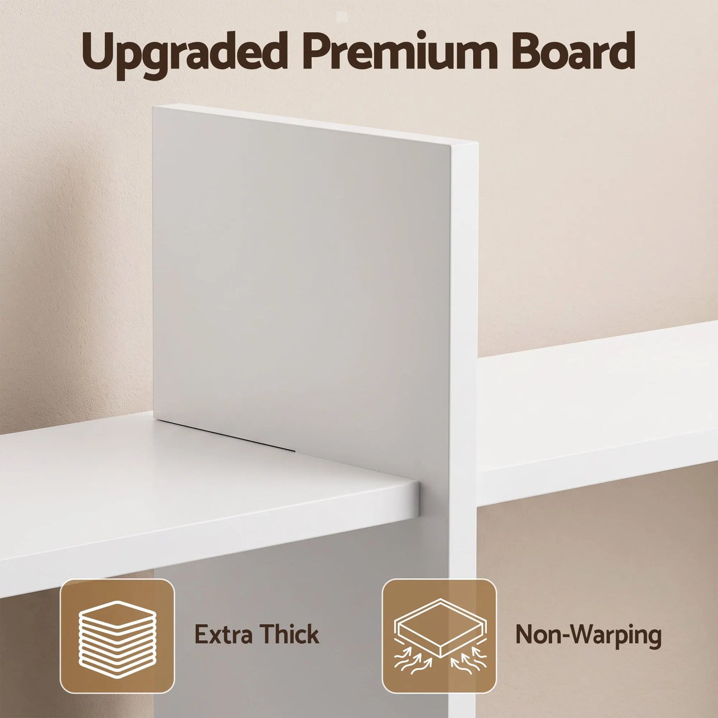 Artiss 15-Section Wall Mounted Display Shelf, Floating Bookshelf for Books and Decor, Extra Thick E1 PB Board for Home Study and Living Room, 116 x 18 x 129 cm - Image 7